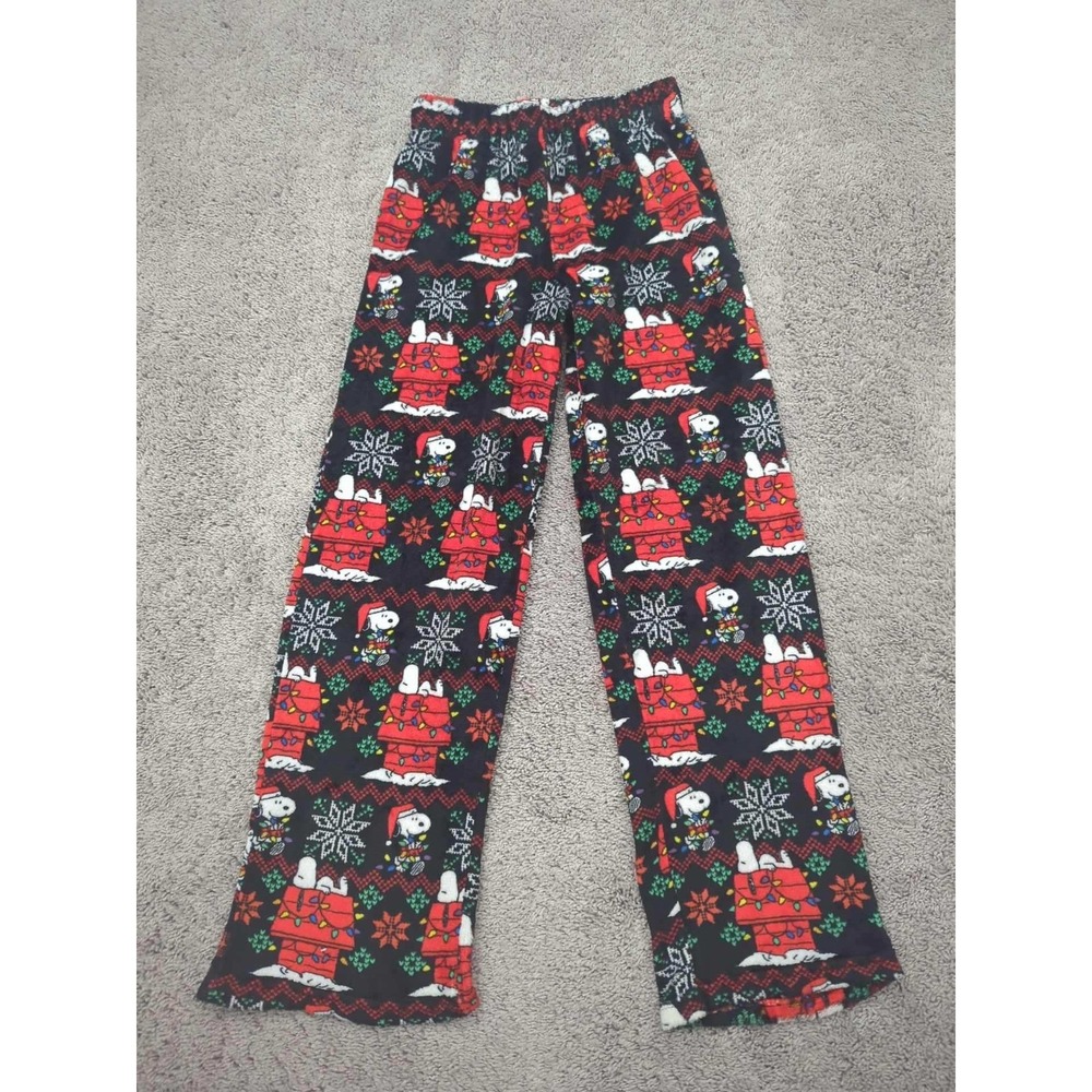 Peanuts Snoopy‎ Christmas Pajama Pants Womens 26 Fleece Holiday Sleepwear
